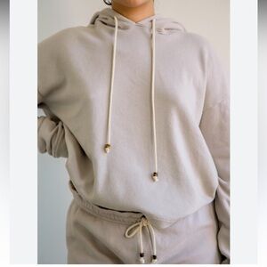 Donni vintage fleece gem sweatshirt hoodie and sweatpants jogger set color stone